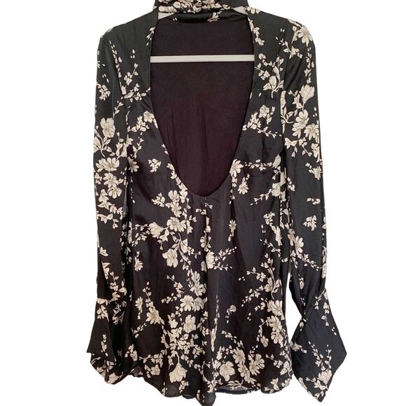 Free People Aries Black Floral Print Mini Dress Small - Picture 3 of 12